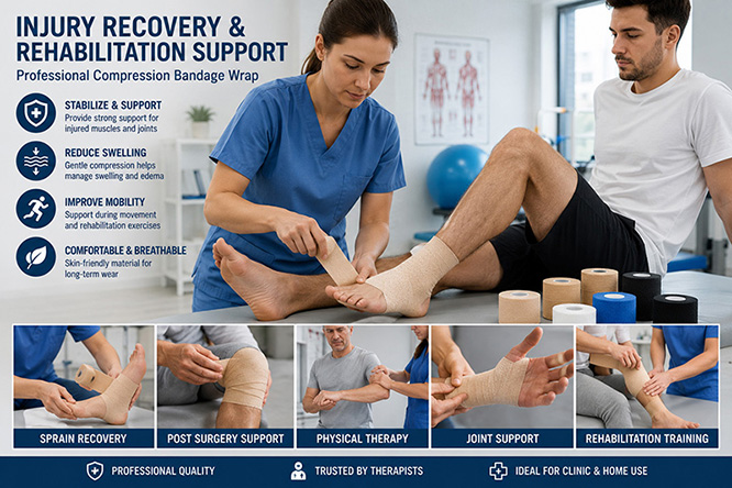 Cohesive bandage injury recovery rehabilitation support