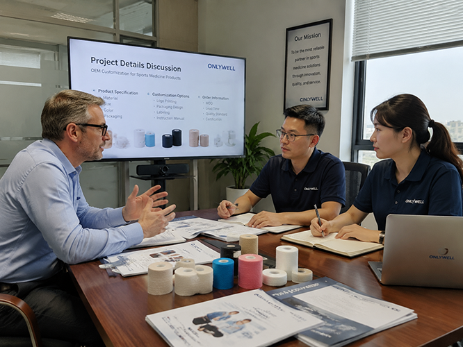 Onlywell OEM project discussion with a European customer for sports medicine product customization