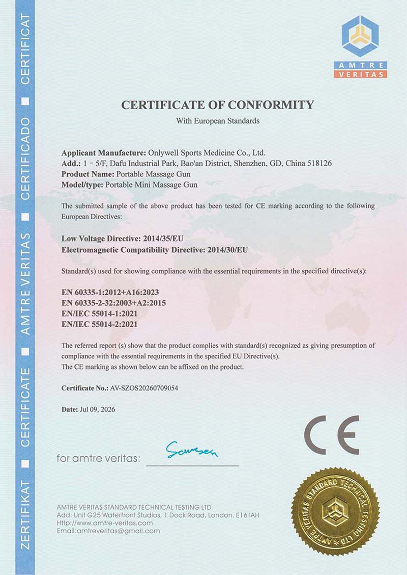 ISO 9001 quality management system certificate of Onlywell Sports Medicine