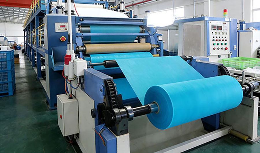 Slitting machine processing kinesiology tape jumbo rolls into sports tape products